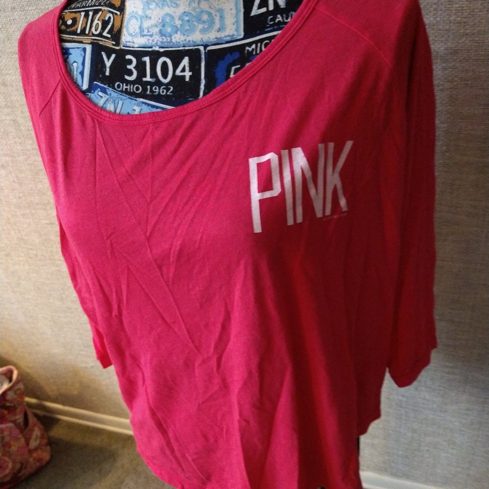 PINK BY VICTORIA'S SECRET - HOT PINK SHIRT - SIZE XS